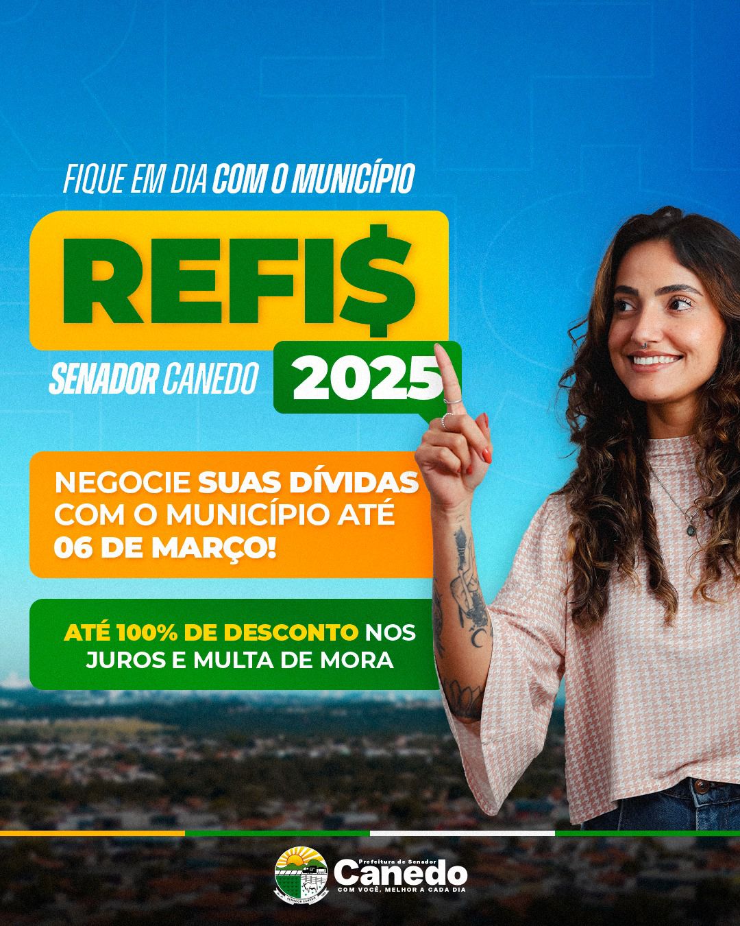 Prefeitura de Senador Canedo abre prazo para negociação de dívidas com até 100% de desconto em juros e multas