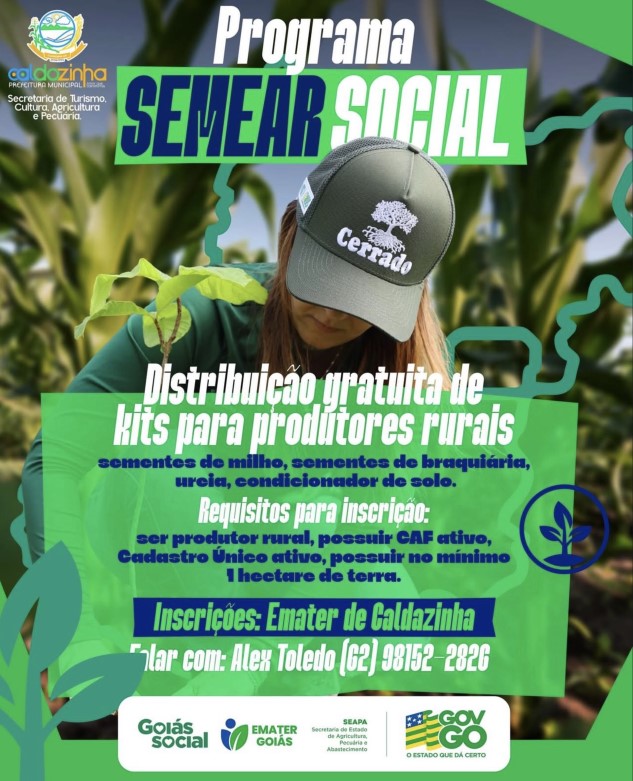🌱🚜 Caldazinha lança Programa Semear Social com distribuição gratuita de kits agrícolas