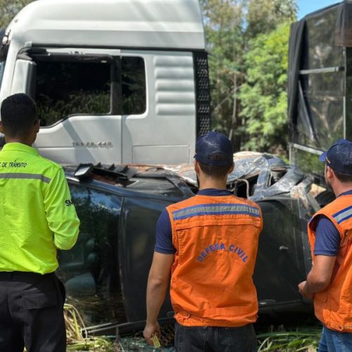 Caminhão desgovernado atinge quatro veículos no Distrito Agroindustrial de Senador Canedo