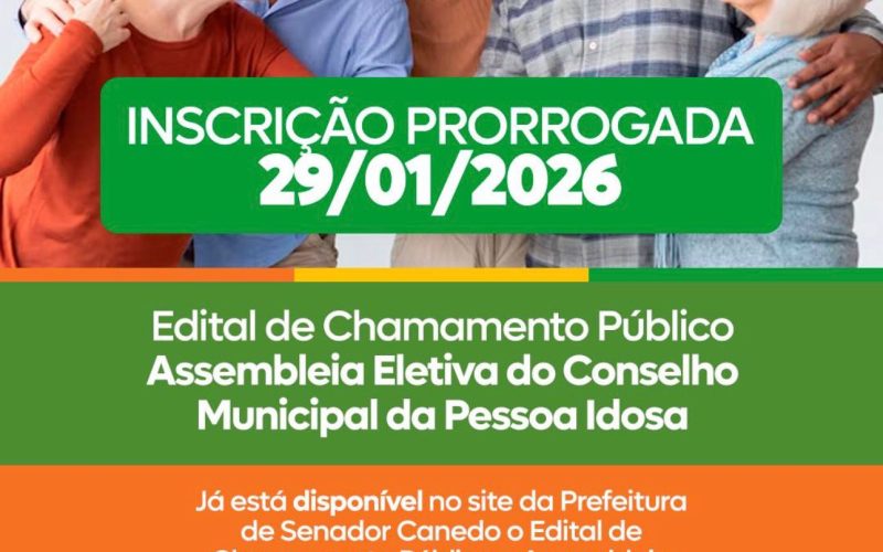 Inscrições para Assembleia Eletiva do Conselho da Pessoa Idosa são prorrogadas em Senador Canedo.