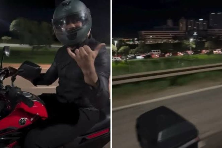 Henrique e Juliano saem de moto após show em Goiânia
