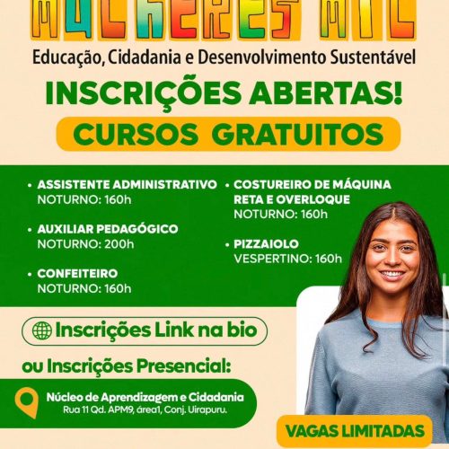 Programa Mulheres Mil abre inscrições para cursos gratuitos em Senador Canedo