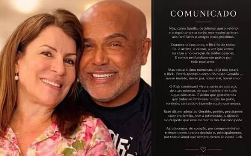 Família de Rick decide por velório reservado após morte do cantor
