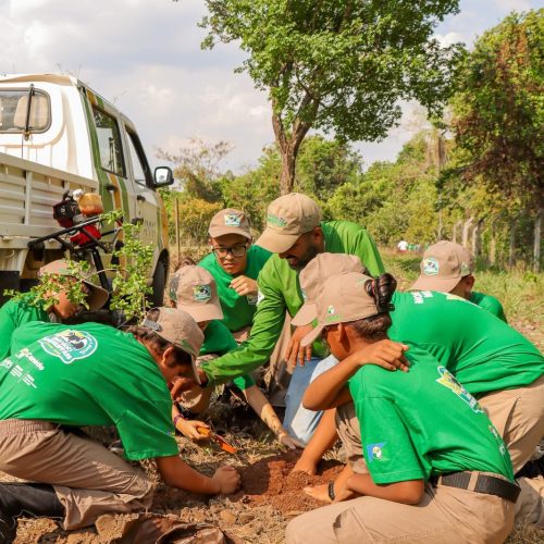 Guardiões Ambientais colocam a mão na terra e plantam mudas em Senador Canedo
