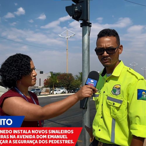 Prefeitura de Senador Canedo instala sinaleiros com botoeiras para mais segurança de pedestres
