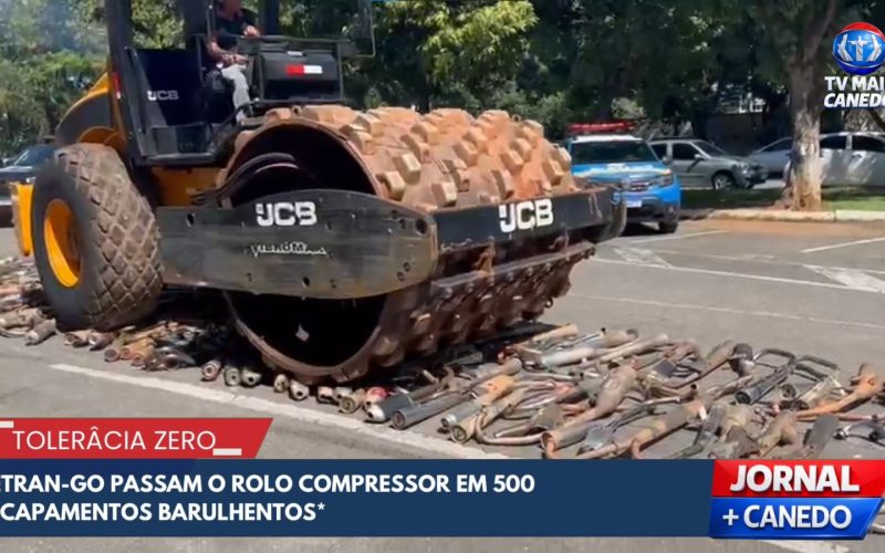 Detran-GO utiliza rolo compressor para destruir quinhentos escapamentos irregulares em Goiás