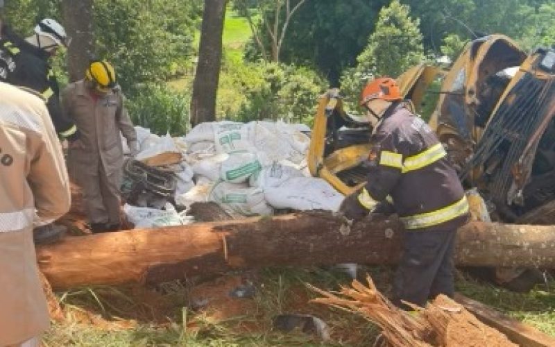 Bombeiros atuam com rapidez e eficiência em capotamento de caminhão na zona rural de Caldazinha